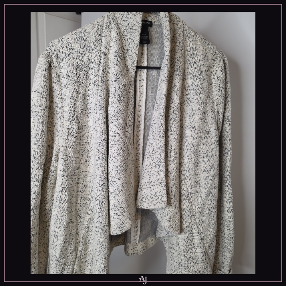 Lane Bryant Open Front Cardigan 18/20 Black and White Polyester Cotton Spandex B